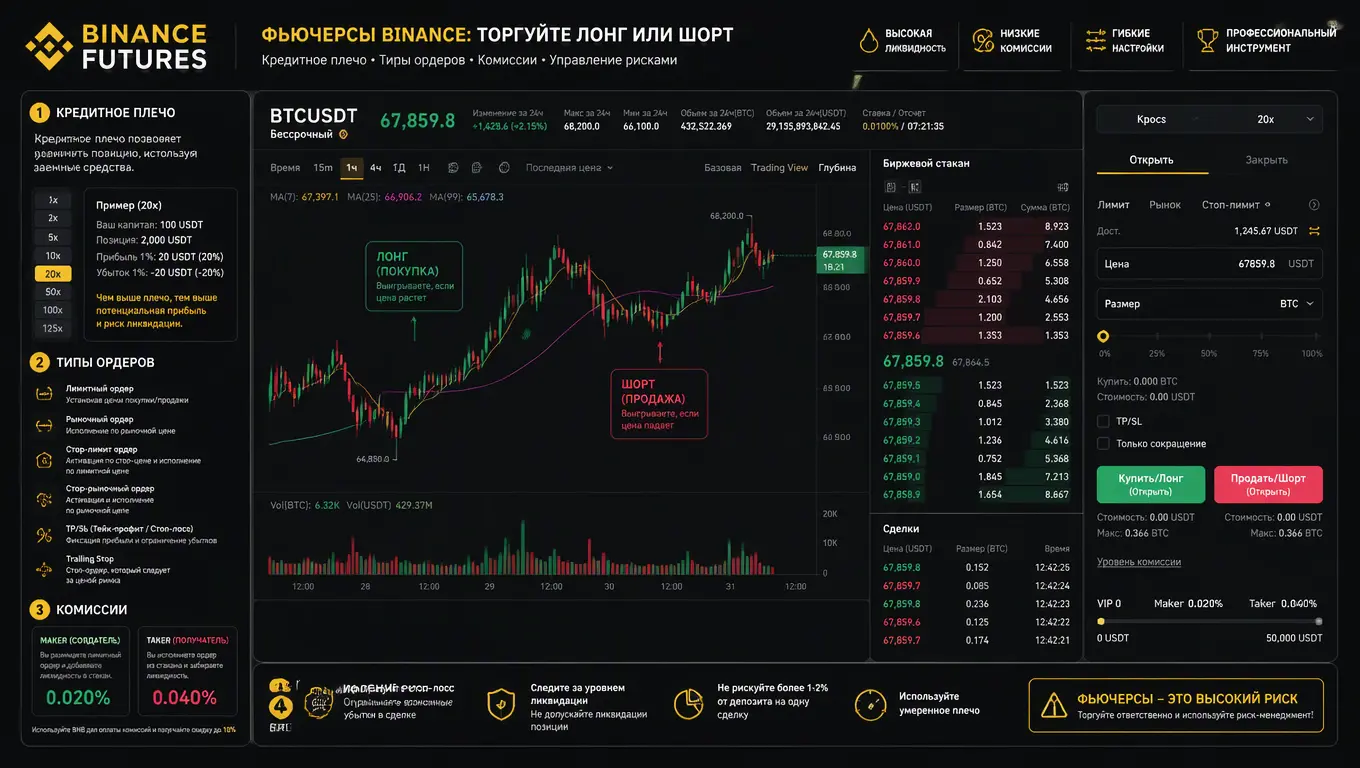 Инфографика торговли фьючерсами на Binance