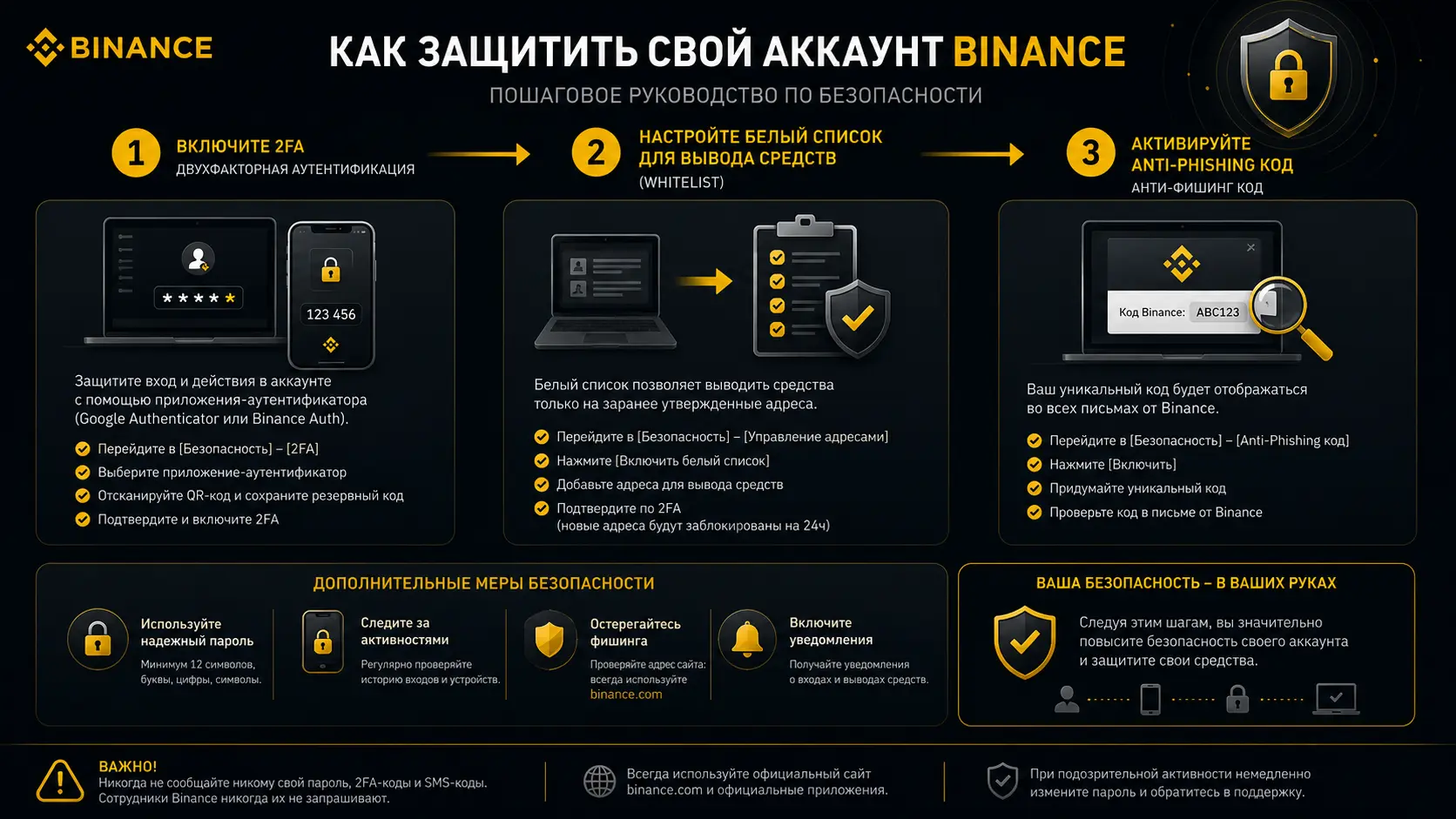 Настройка безопасности аккаунта Binance